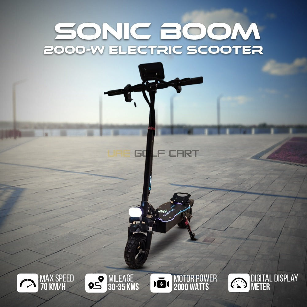 2000W Dual Motor Electric Scooter 70 km/h Speed 35 km Range 120 kg Load Capacity - Foldable Electric Scooters - Close Up | UAE Golf Cart