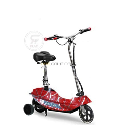 24V Foldable Electric Scooter for Kids with Seat, Training Wheels and Adjustable Handlebars – 6 inch PU Tyres - Foldable Electric Scooters - Close Up | UAE Golf Cart