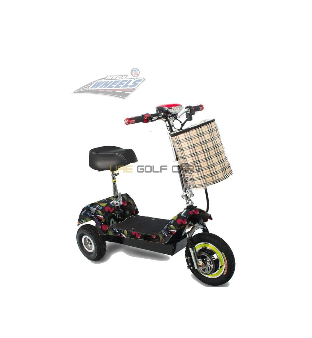 Buy 3 Wheel Electric Scooter 350W 25 km/h 36V 12Ah Foldable with Seat and Basket 100-120kg Load - Foldable Electric Scooters at UAE Golf Cart