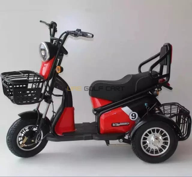 3-Wheel Electric Scooter with Dual Seats and Basket - Electric Motorbikes & Mopeds | UAE Golf Cart