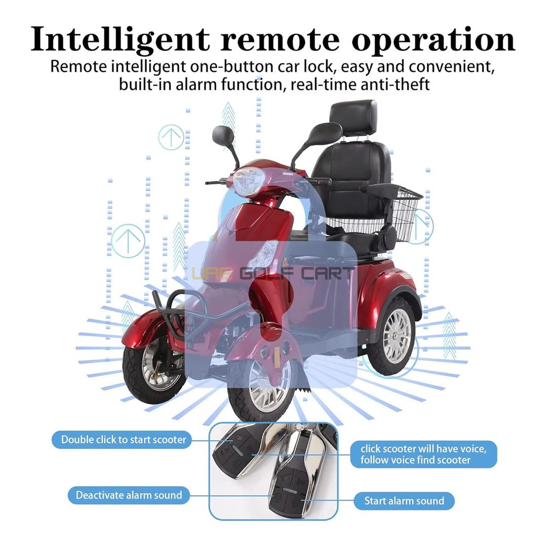 4 Wheels Electric Scooter with Comfortable Seat 1000W 60V 30-50 km Range - Electric Motorbikes & Mopeds - Photo 6 | UAE Golf Cart