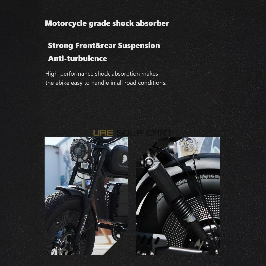 48V 1000W Electric Scooter with Removable 15Ah Battery, Fat 20x4.0 Tires, Seat, 65 km/h Top Speed, 150 kg Load - Electric Motorbikes & Mopeds - Photo 17 | UAE Golf Cart