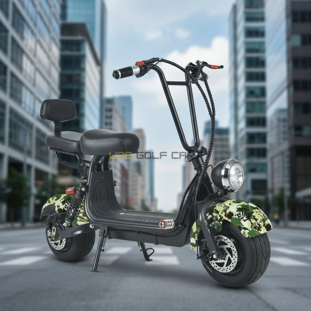 48V 1000W Mini Fat Tyre Electric Scooter with Removable Battery and Dual Seat - Electric Motorbikes & Mopeds | UAE Golf Cart