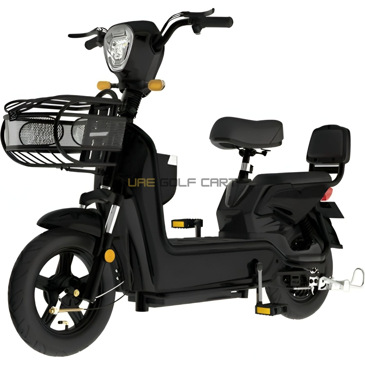 Buy 48V 12Ah Electric Scooter with Pedal Assist, Front Basket, Dual Seats, 35 km/h, 200 kg Load - Electric Motorbikes & Mopeds at UAE Golf Cart