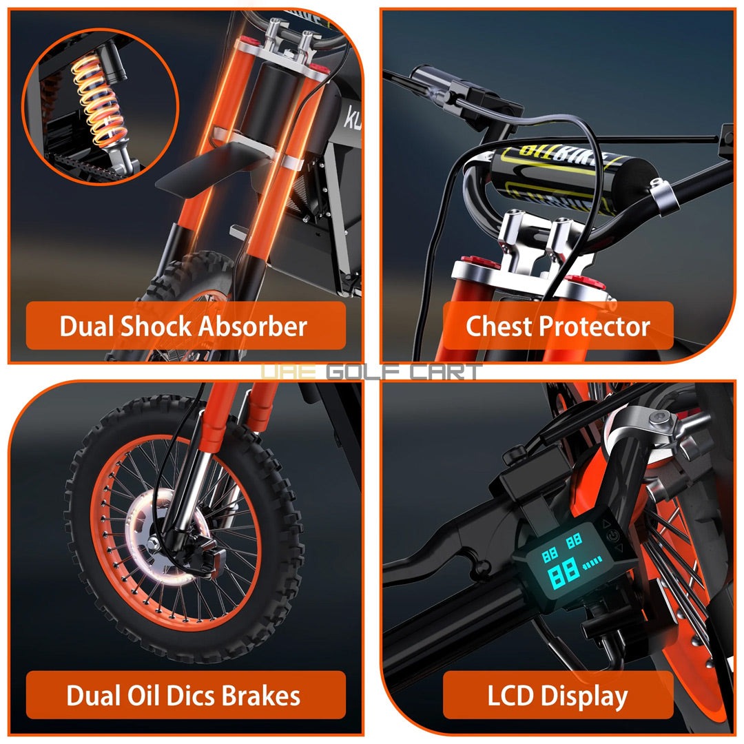 48V 1500W Electric Dirt Bike with 21Ah Battery, Hydraulic Suspension, 14" Front Tire, 12" Rear Tire, 45‑55 km/h Top Speed - Electric Dirt Bikes - Photo 25 | UAE Golf Cart