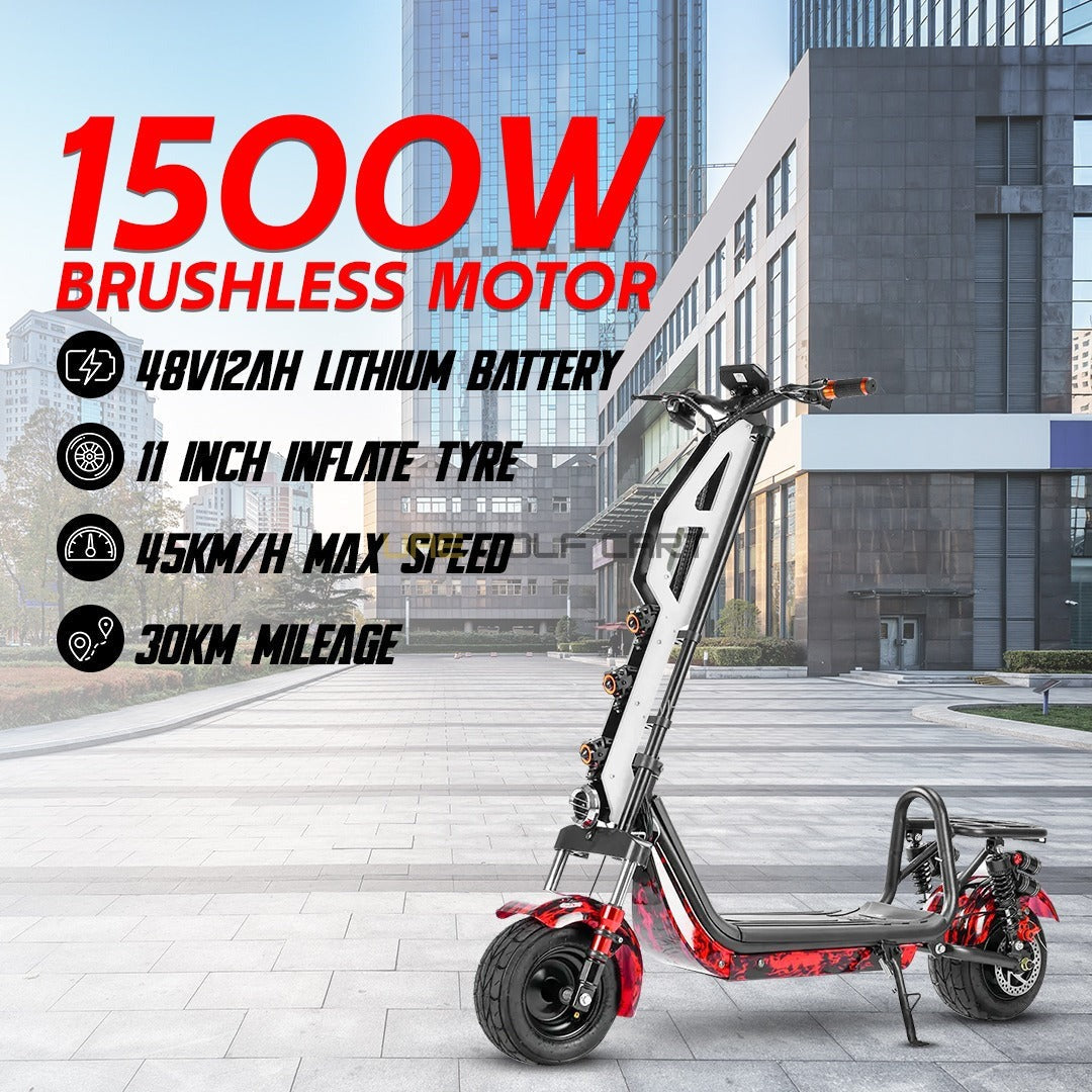 48V 1500W Foldable Fat Tyre Off Road Electric Scooter for Adults, 45 km/h Speed, 40 kg - Foldable Electric Scooters - Close Up | UAE Golf Cart
