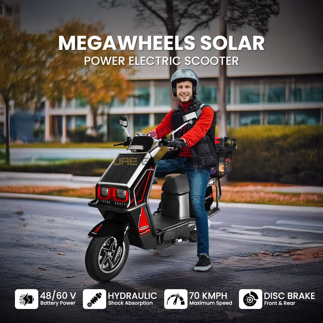 48V 2500W Hybrid Solar Electric Motorbike - 90-100 km Range, 70 km/h Top Speed, 20Ah Lead Acid Battery - Electric Motorbikes & Mopeds - Close Up | UAE Golf Cart