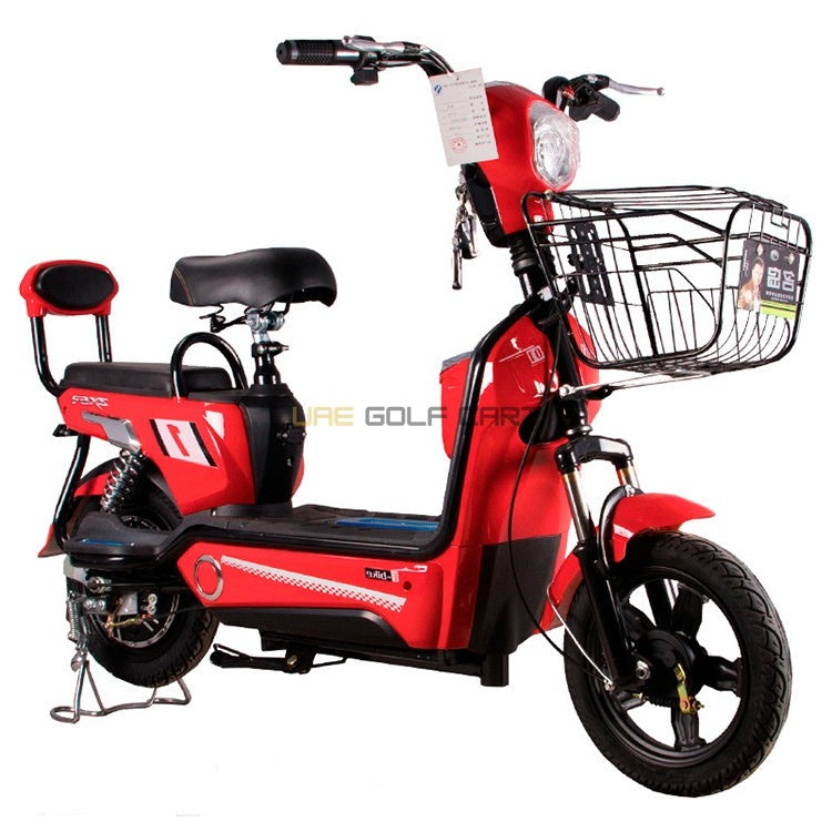 48V 350W Electric Scooter with Pedal Assist, 35 km/h Speed, 200 kg Load, Dual Seats, Front Basket, LED Light - Electric Grocery Bike - Photo 5 | UAE Golf Cart