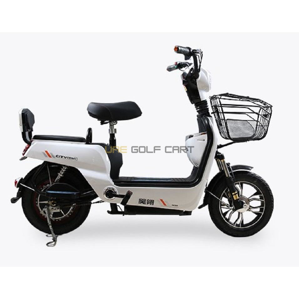 48V 350W Electric Scooter with Pedal Assist, 35 km/h Speed, 200 kg Load, Dual Seats, Front Basket, LED Light - Electric Grocery Bike - Photo 6 | UAE Golf Cart