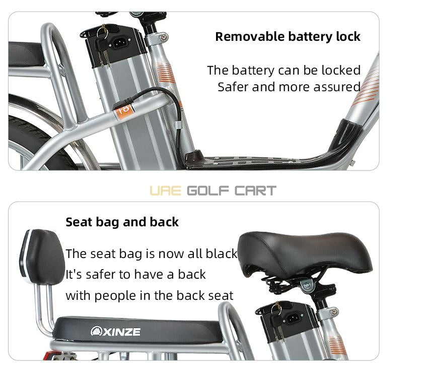 48V 350W Foldable Aluminum Alloy Electric Bike with Pedal Assist 20" Wheels - Electric Grocery Bike - Close Up | UAE Golf Cart
