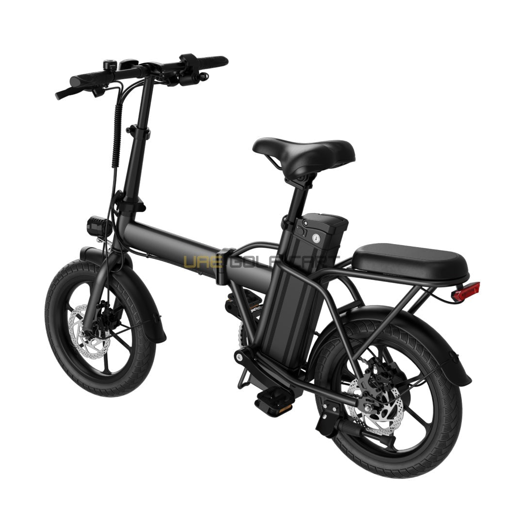 48V 350W Foldable Electric Bike with 25 MPH Top Speed, 16" Tires, 80kg Capacity, Waterproof Battery - Electric Bikes - Close Up | UAE Golf Cart
