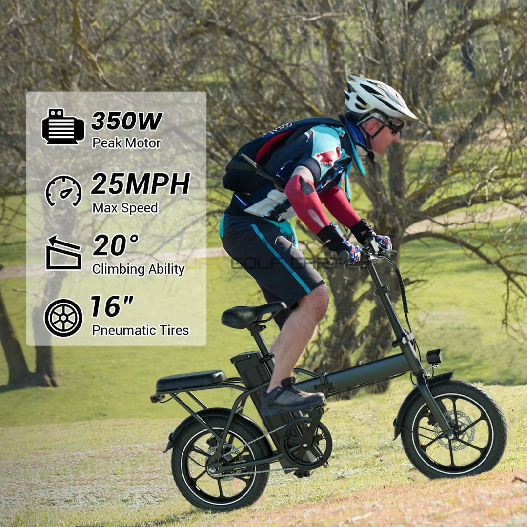 48V 350W Foldable Electric Bike with 25 MPH Top Speed, 16" Tires, 80kg Capacity, Waterproof Battery - Electric Bikes - Photo 6 | UAE Golf Cart