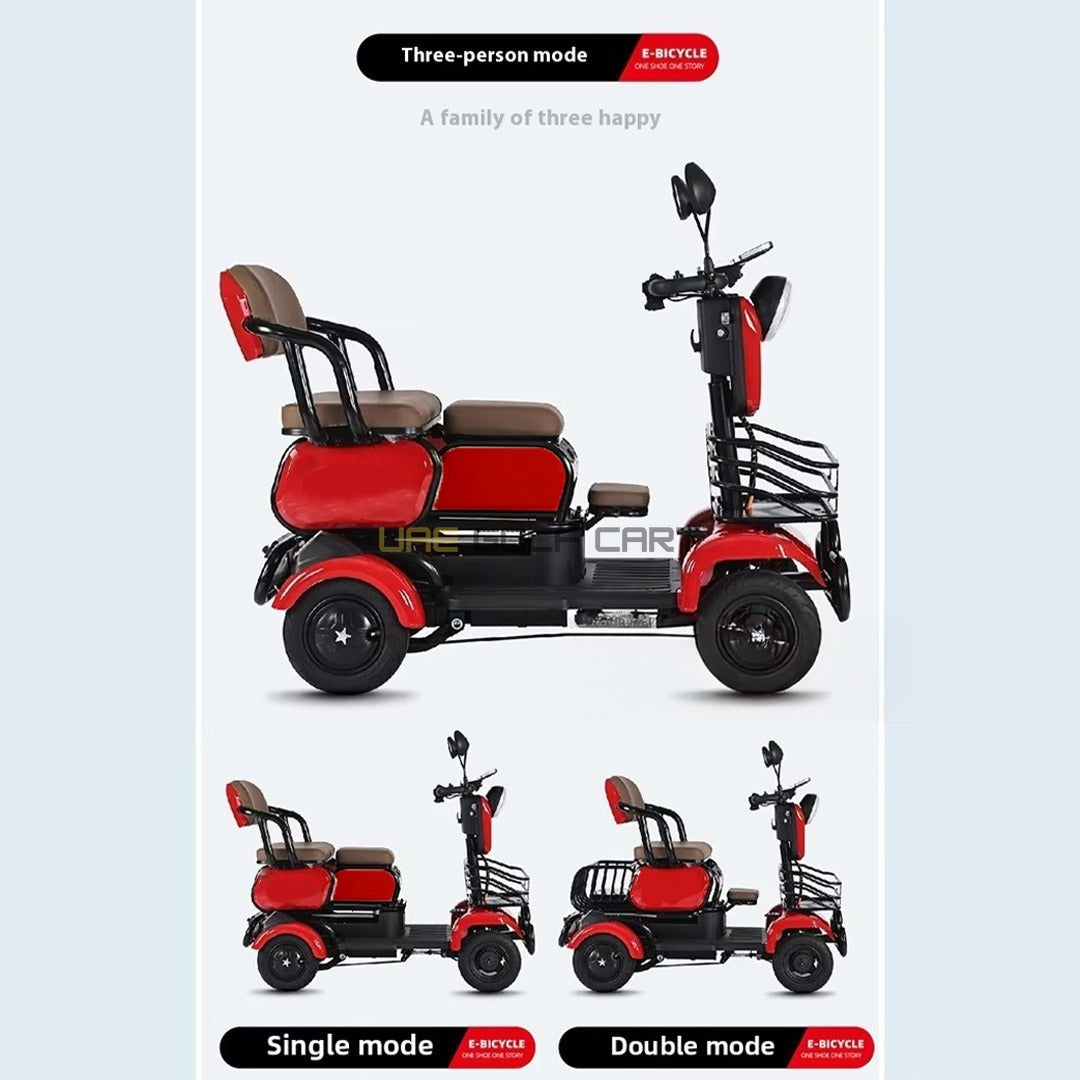 48V 4-Wheel Electric Scooter with Sliding Seats for 3 Passengers, 600W Motor, 30km Range - Electric Motorbikes & Mopeds - Photo 4 | UAE Golf Cart