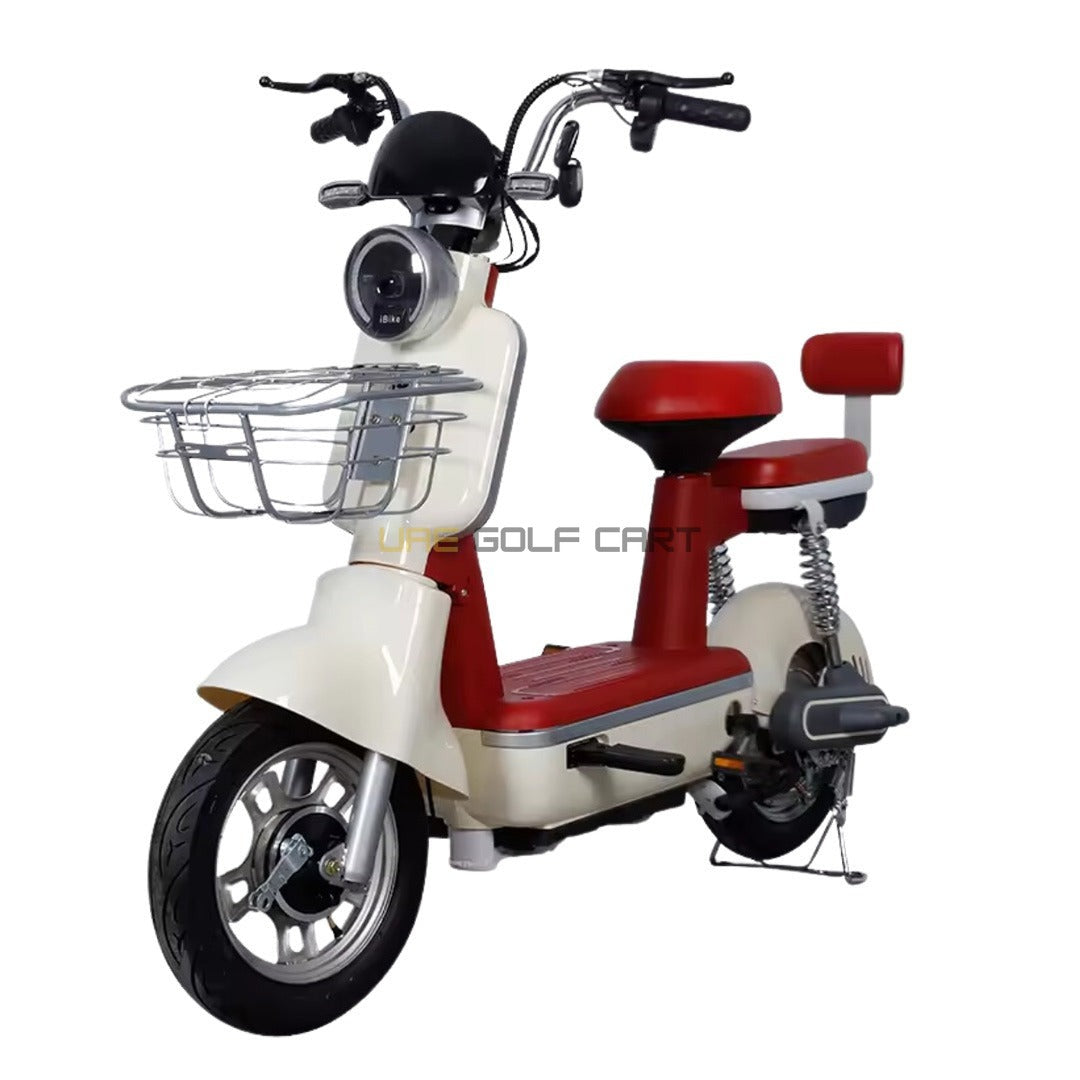 Buy 48V 450W Two-Seat Electric Pedal Scooter with Basket - Electric Bikes at UAE Golf Cart