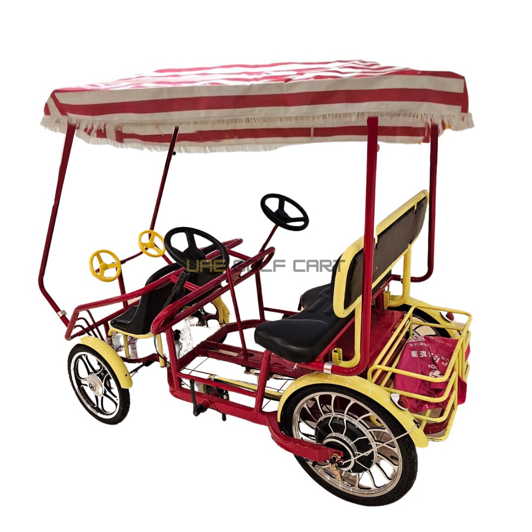 Buy 48V 500W Electric Surrey Quadracycle with Canopy for 4 Persons, 300kg Capacity - Electric Bikes at UAE Golf Cart