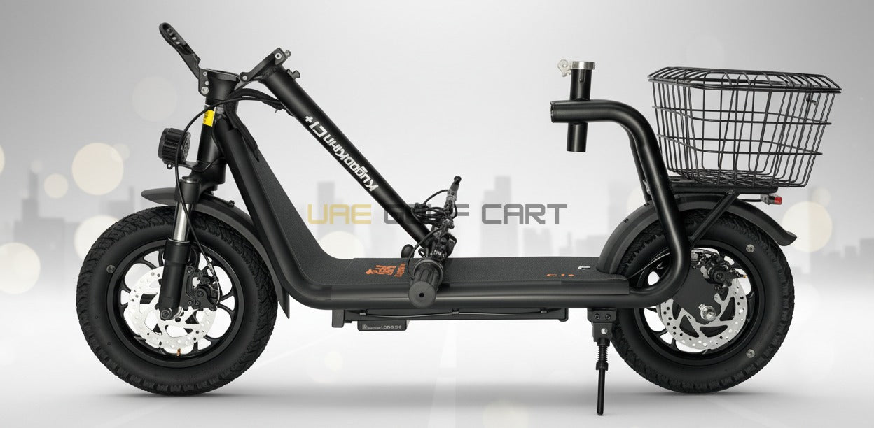 48V 500W Folding Electric Scooter with Seat, Basket, 12‑inch Inflatable Wheels and Hydraulic Shock Absorbers - Foldable Electric Scooters - Photo 8 | UAE Golf Cart