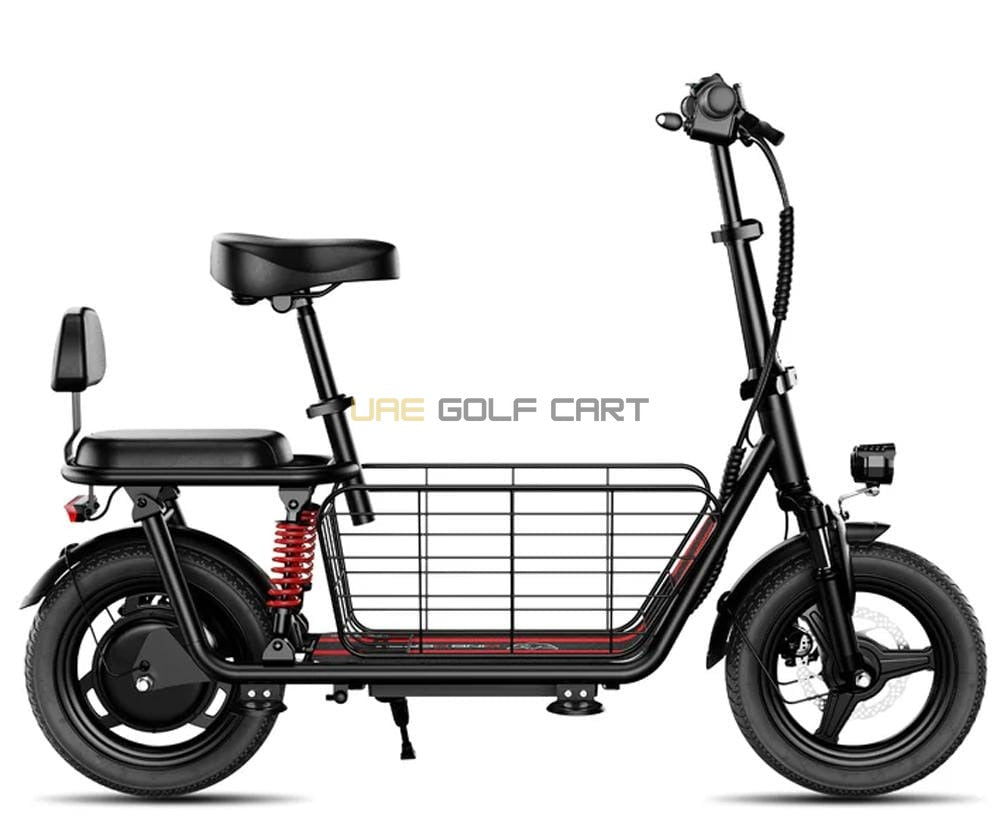 48V Electric Scooter with Dual Seats, Basket, 500W Hub Motor, 22 MPH, 25 Mile Range - Electric Bikes | UAE Golf Cart