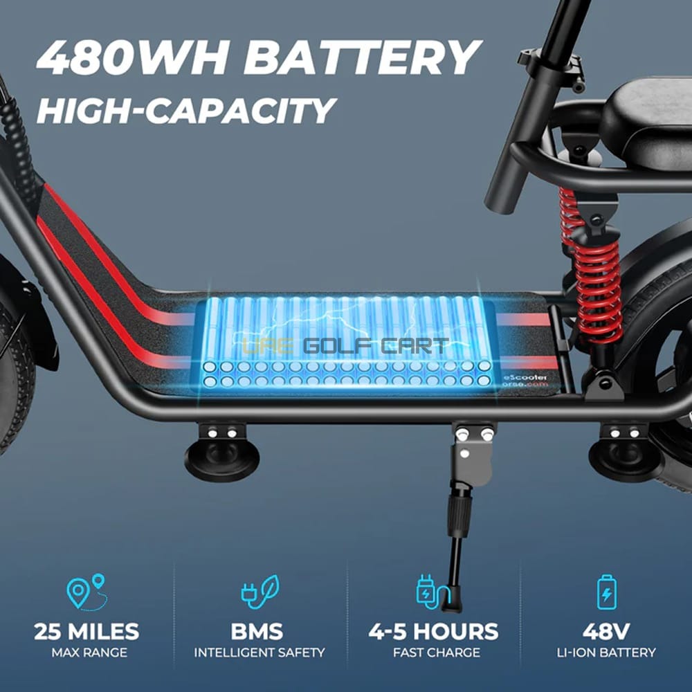 48V Electric Scooter with Dual Seats, Basket, 500W Hub Motor, 22 MPH, 25 Mile Range - Electric Bikes - Photo 5 | UAE Golf Cart