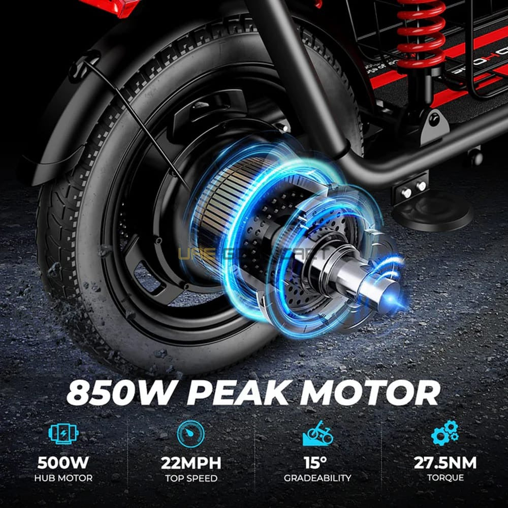 48V Electric Scooter with Dual Seats, Basket, 500W Hub Motor, 22 MPH, 25 Mile Range - Electric Bikes - Photo 6 | UAE Golf Cart