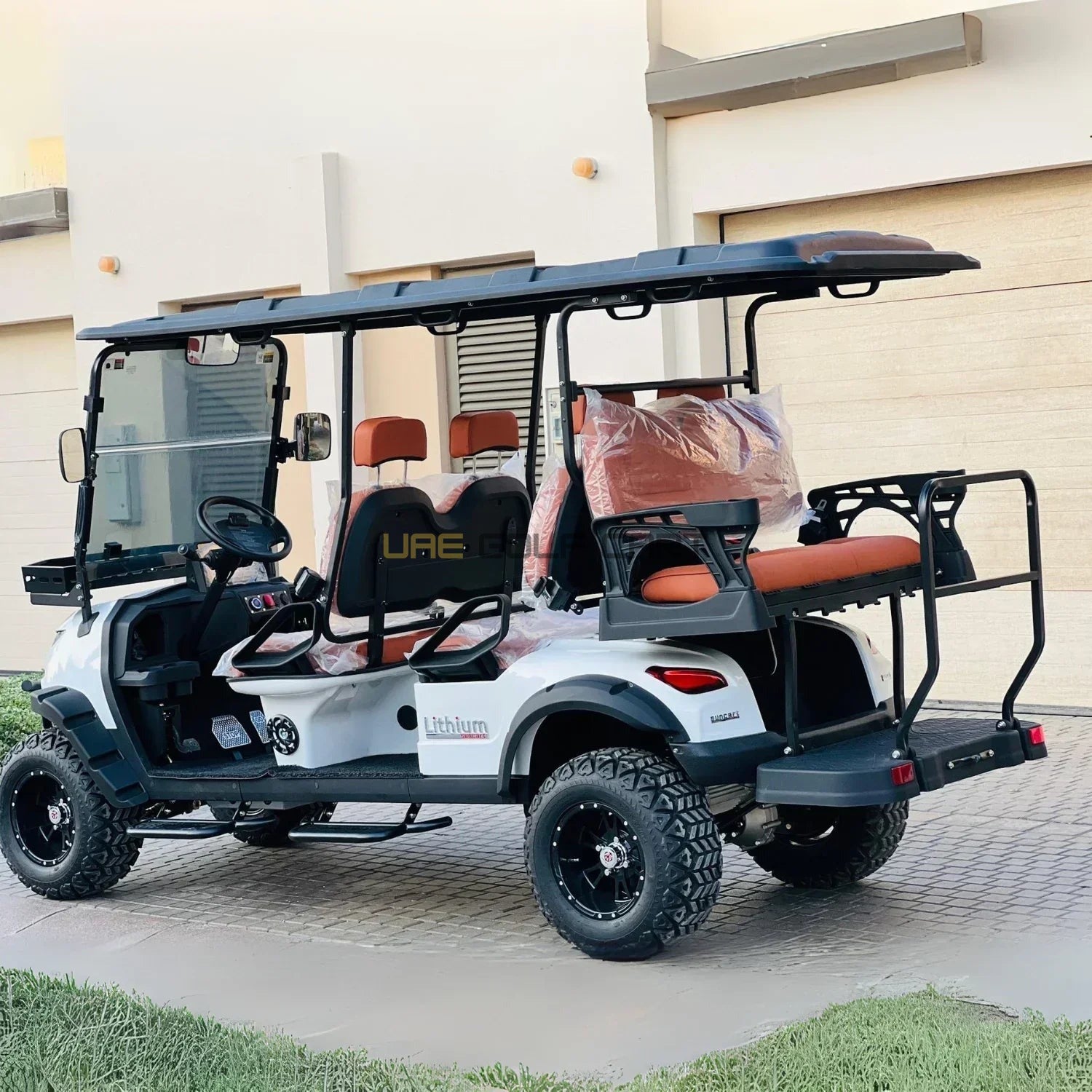6 Seater Off Road Electric Golf Cart with Lithium Battery and Touchscreen - Normal Golf Carts - 4+2 Seater - Close Up | UAE Golf Cart