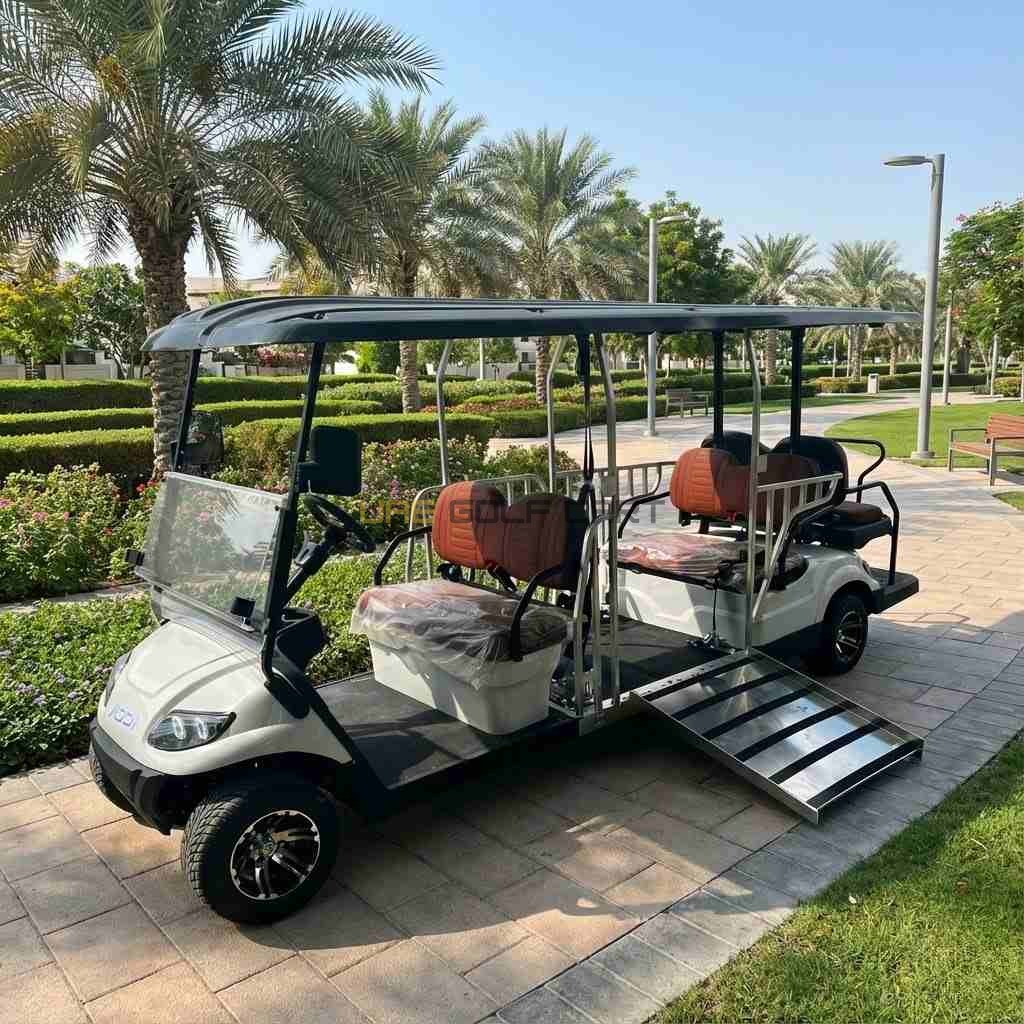 Buy 6 Seater Wheelchair Accessible Golf Cart with Fold Down Ramp and Lithium Battery - Utility Golf Carts - 6 Seater at UAE Golf Cart