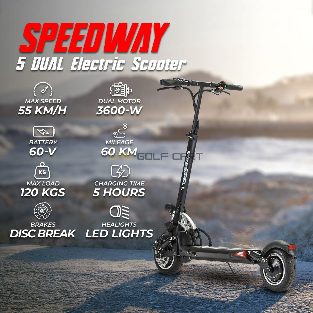 60V 23.4Ah 3600W Electric Scooter with 10" Tubeless Tires, Dual Disc and Magnet Brakes, Foldable, 25 km/h Speed, 120kg Load - Foldable Electric Scooters - Close Up | UAE Golf Cart