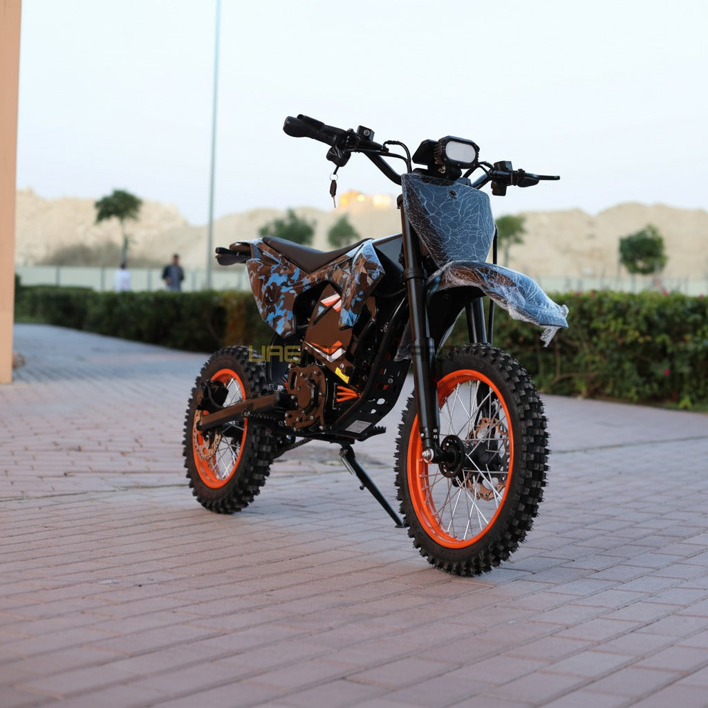 60V 3600W Electric Dirt Bike with 70 km/h Top Speed, 23.4Ah Battery, Steel Frame, 140mm Front Suspension - Electric Dirt Bikes | UAE Golf Cart