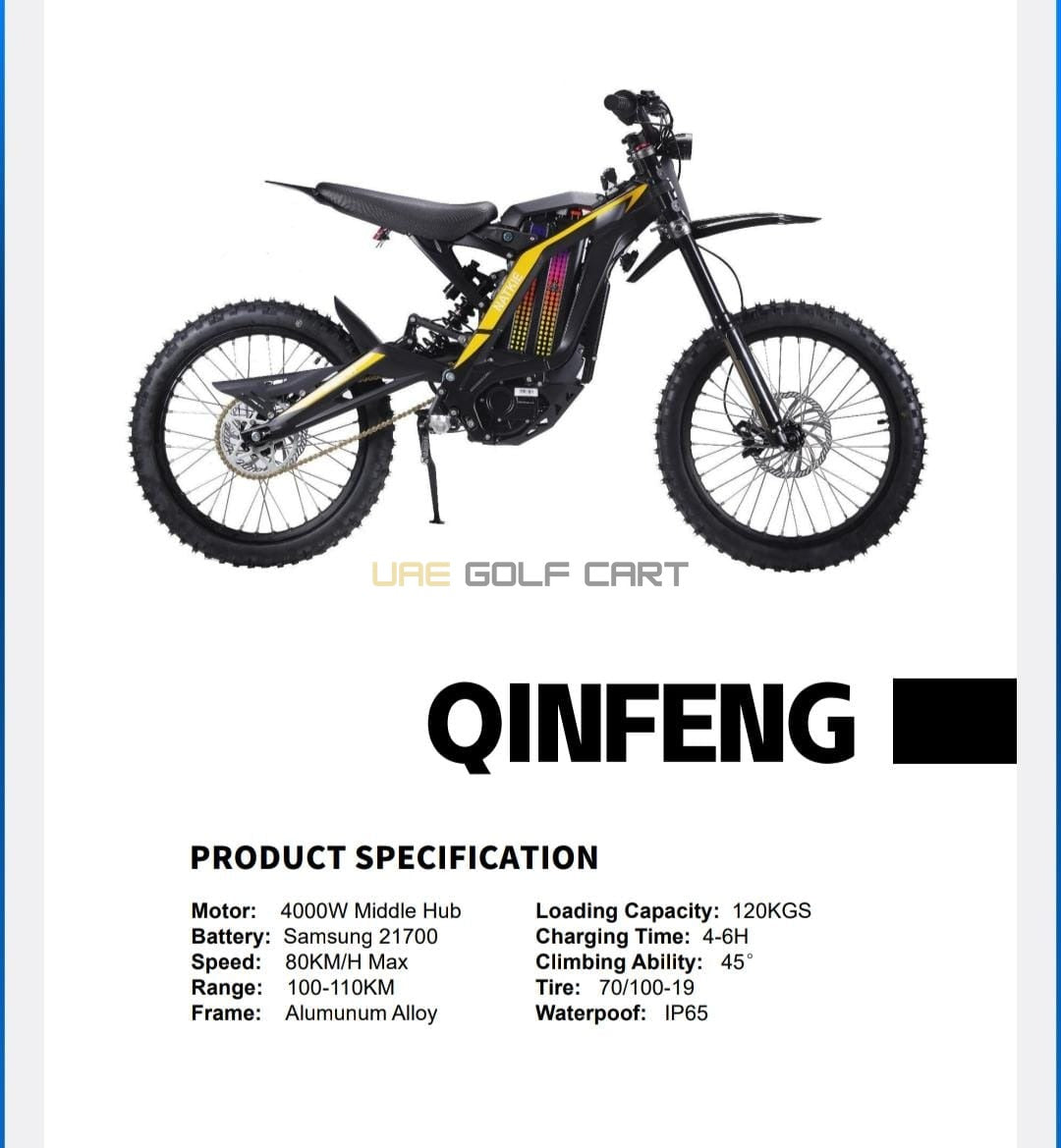60V 4000W Electric Dirt Bike 80 km/h Top Speed 120kg Load 6-Speed Off-Road - Electric Bikes - Photo 16 | UAE Golf Cart