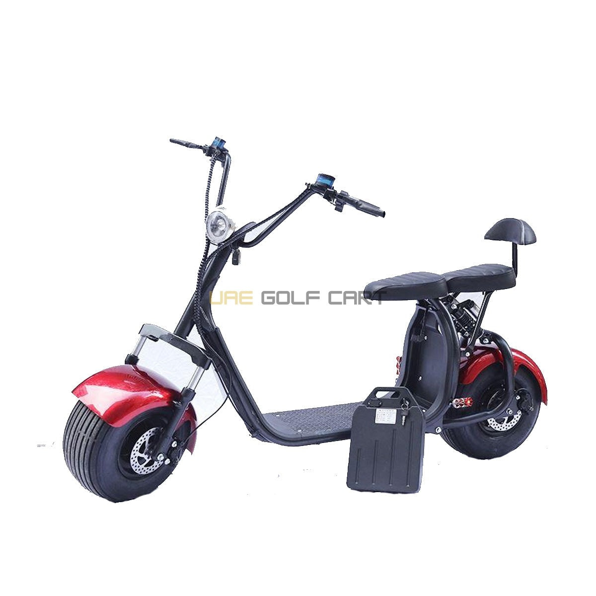 60V Removable Battery Electric Scooter with Double Seat, LED Headlight, Indicators and USB Port - Electric Motorbikes & Mopeds - Close Up | UAE Golf Cart