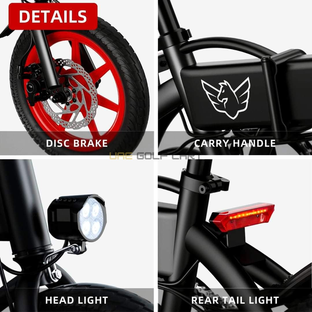 Carbon Alloy Foldable Ebike 36V 350W 45 lbs - 35 MPH, 30 Mile Range, 330 kg Load, IP54 Waterproof - Electric Bikes - Photo 18 | UAE Golf Cart