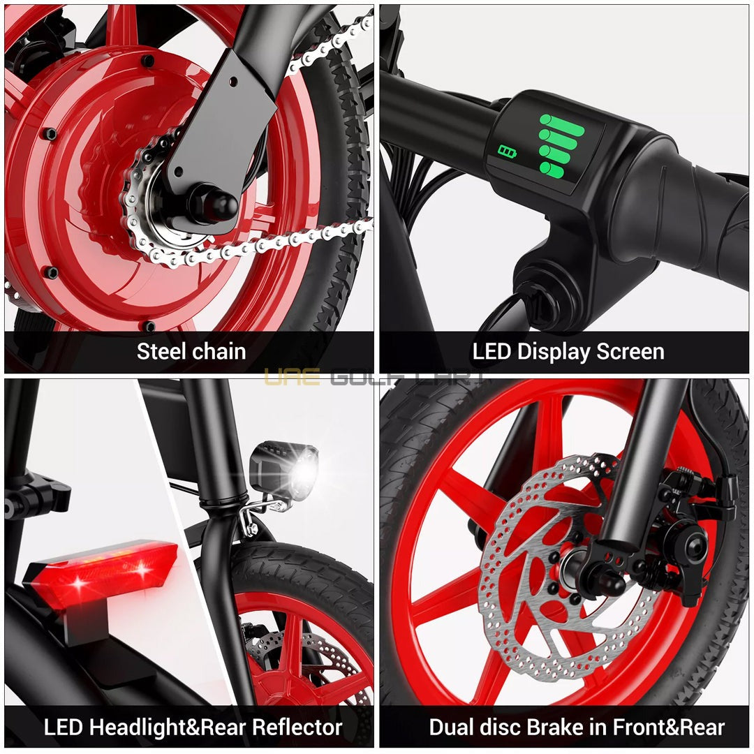 Carbon Alloy Foldable Ebike 36V 350W 45 lbs - 35 MPH, 30 Mile Range, 330 kg Load, IP54 Waterproof - Electric Bikes - Photo 5 | UAE Golf Cart