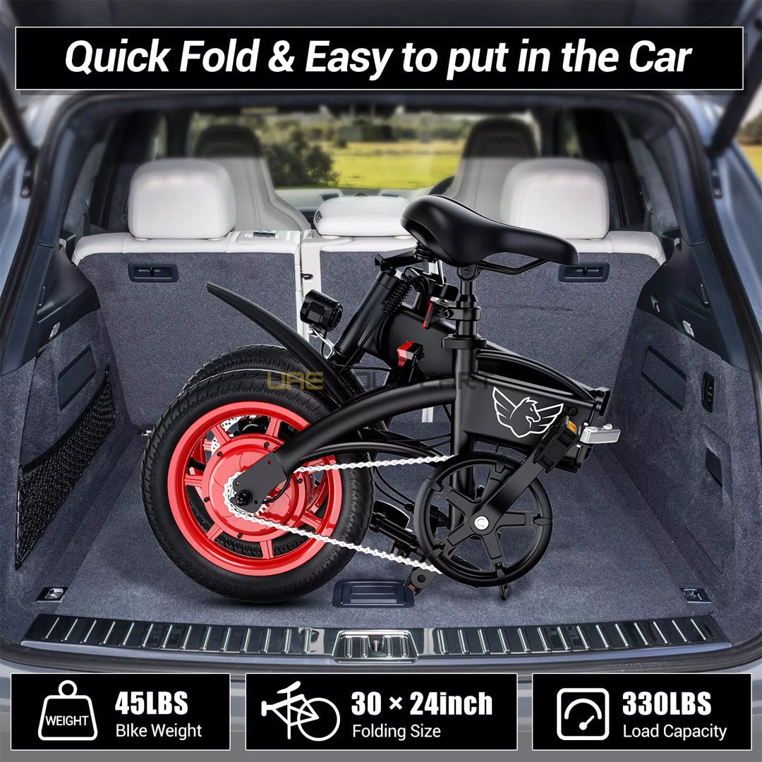 Carbon Alloy Foldable Ebike 36V 350W 45 lbs - 35 MPH, 30 Mile Range, 330 kg Load, IP54 Waterproof - Electric Bikes - Photo 6 | UAE Golf Cart