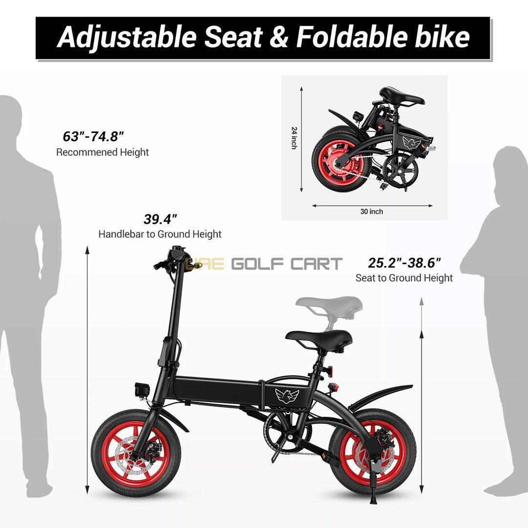 Carbon Alloy Foldable Ebike 36V 350W 45 lbs - 35 MPH, 30 Mile Range, 330 kg Load, IP54 Waterproof - Electric Bikes - Photo 9 | UAE Golf Cart