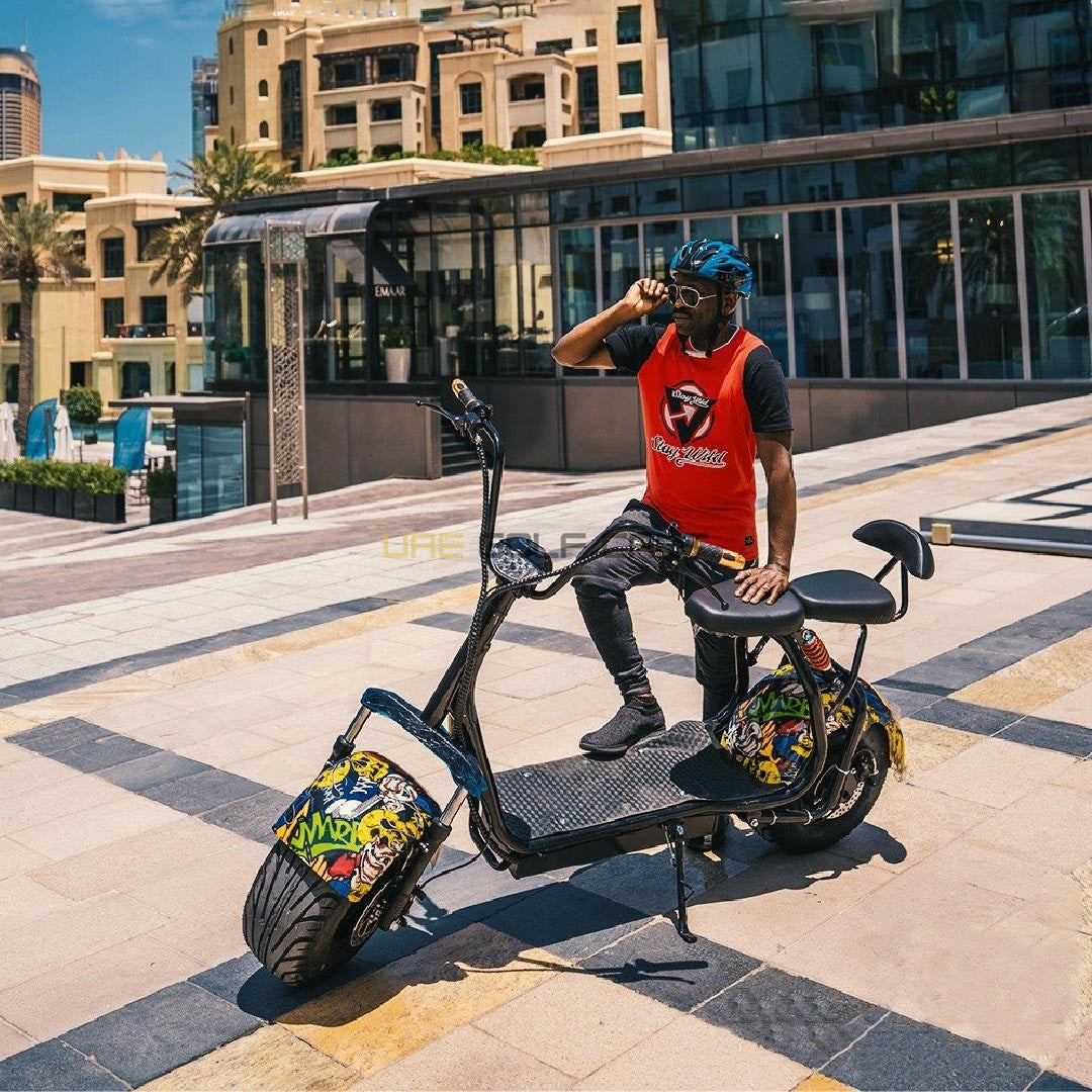 Coco City Harley Fat Tire Electric Scooter 60V 1500W 35km/h 180kg Capacity - Electric Motorbikes & Mopeds - Close Up | UAE Golf Cart