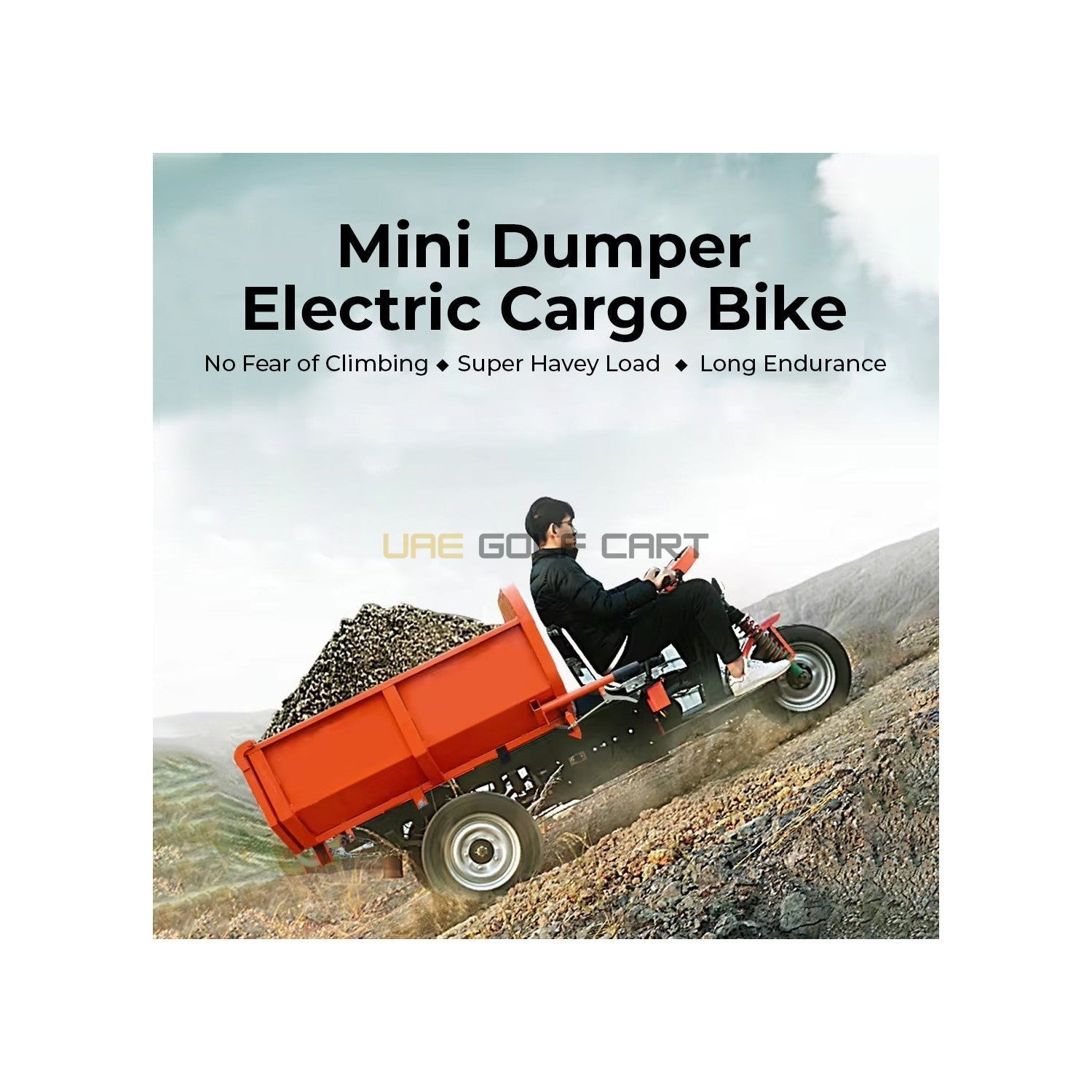 Electric Cargo Bike Mini Dumper UAE Golf Cart 1200W 500kg 60V Flatbed Dump Tricycle Construction UAE - Cargo Bikes | UAE Golf Cart