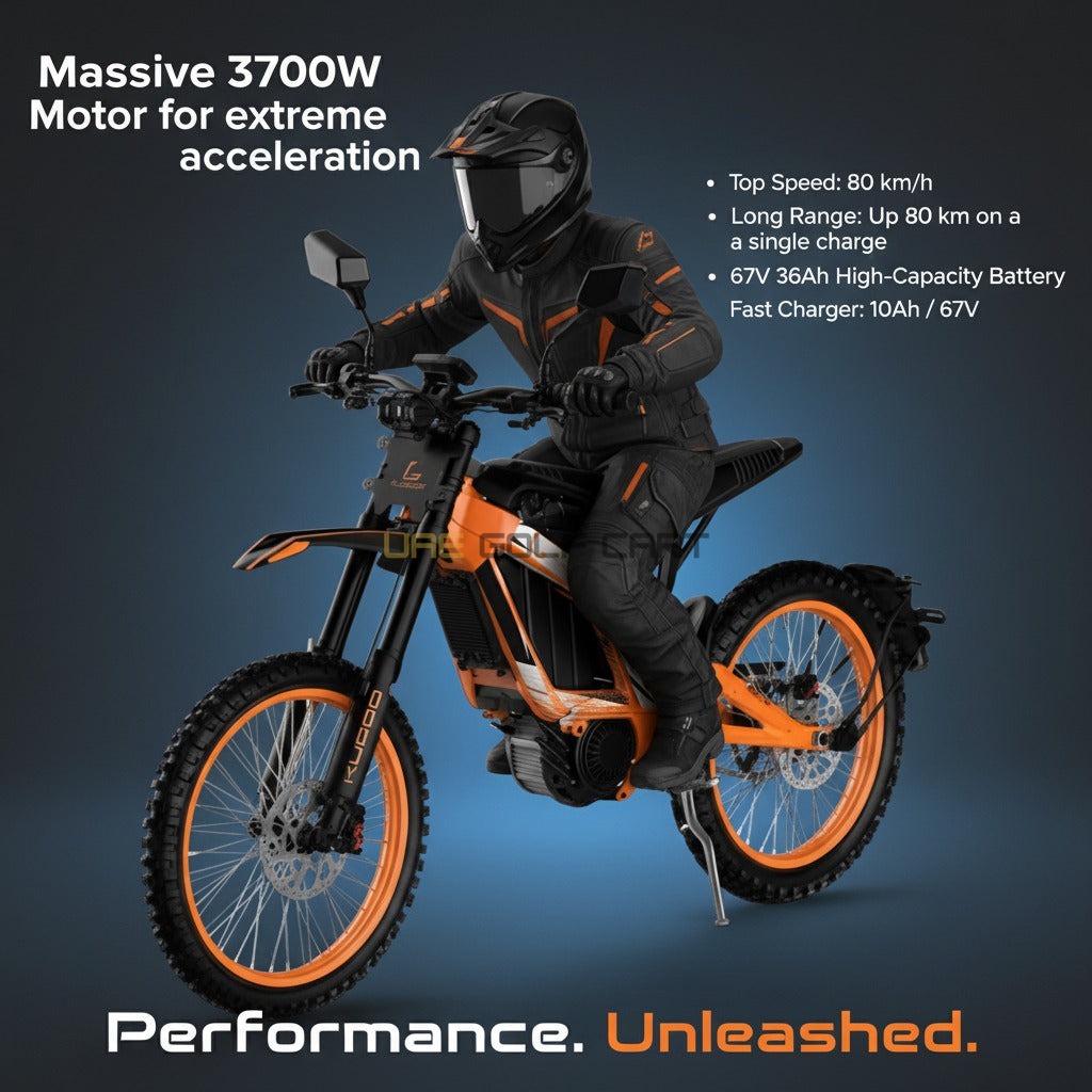 Electric Dirt Bike with 3700W Motor, 80 km Range, 80 km/h Top Speed, 19‑Inch Wheels, Adjustable Suspension - Electric Motorbikes & Mopeds - Photo 10 | UAE Golf Cart
