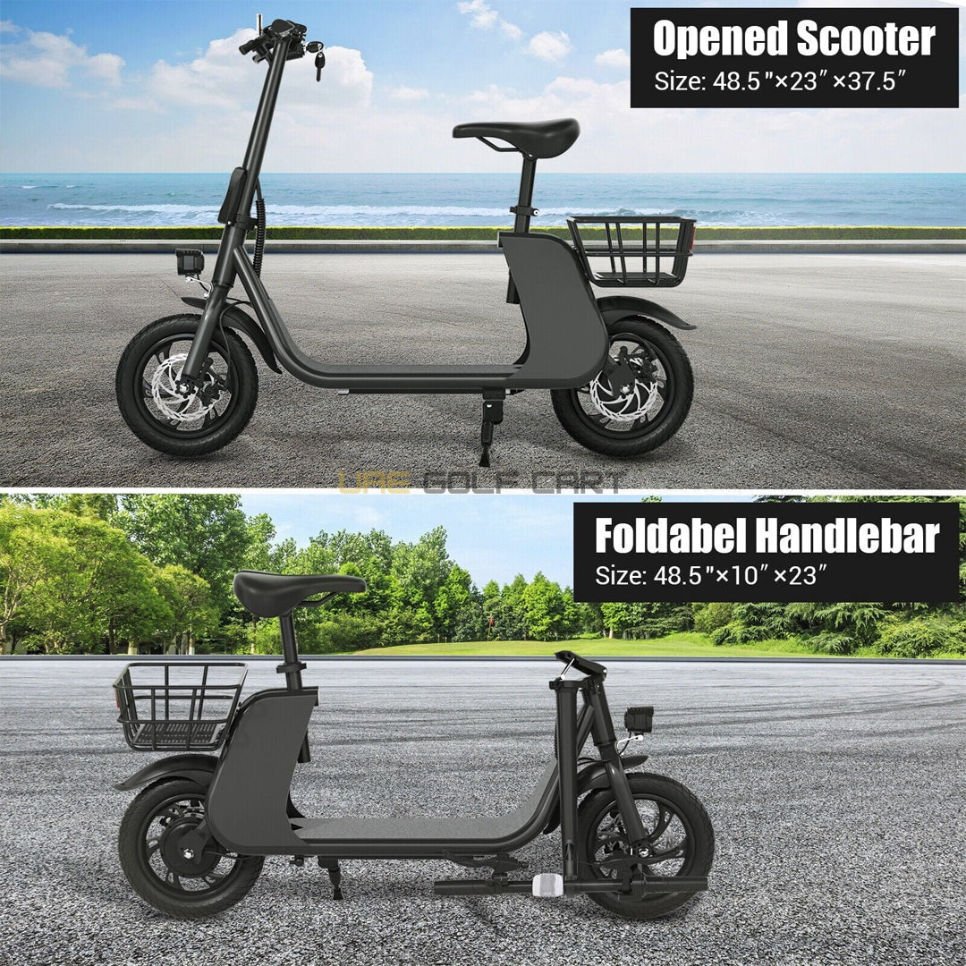 Electric Scooter 36V 450W Foldable with Seat and Basket - 35 MPH, 20 Mile Range, 265 lb Load - Electric Bikes | UAE Golf Cart