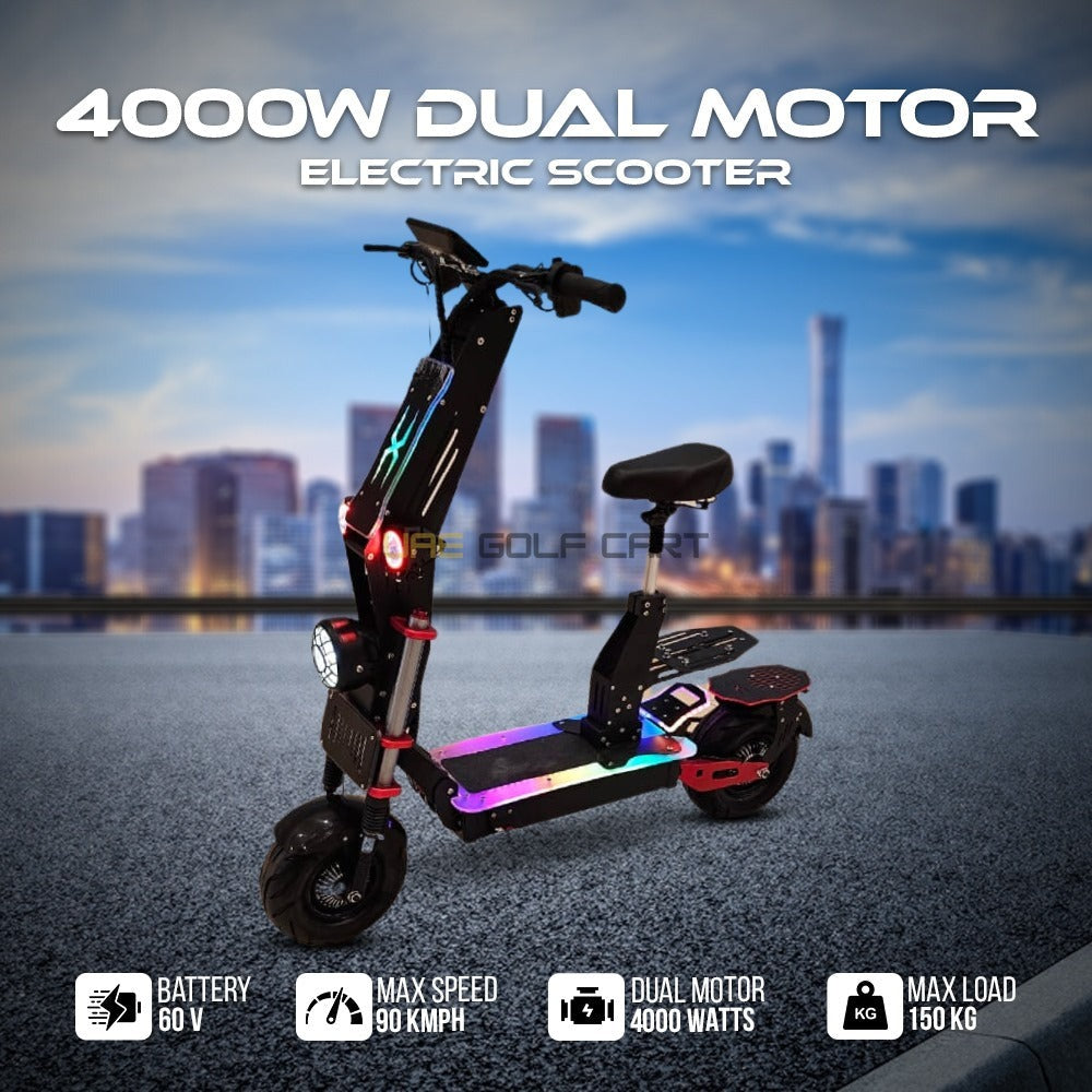 Electric Scooter Dual Motor 8000W 90 km/h Top Speed 70 km Range 150 kg Load - Foldable Electric Scooters - Close Up | UAE Golf Cart