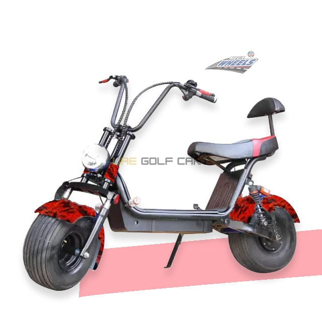 Electric Scooter Medium Fat Tire with Removable 48V 12Ah Battery 1000W Motor 30 km/h Speed - Electric Motorbikes & Mopeds - Close Up | UAE Golf Cart