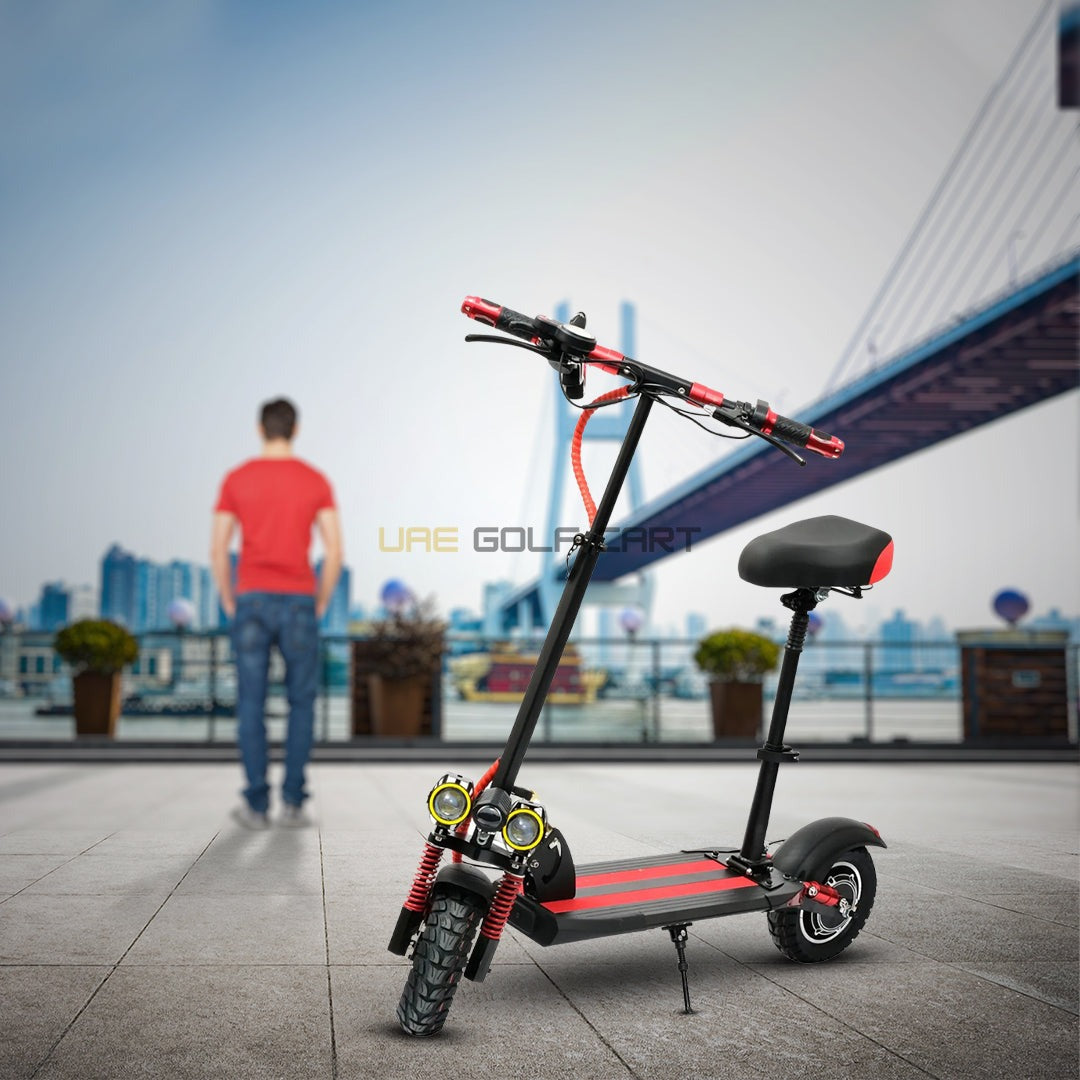 Foldable 48V 1200W LED Electric Scooter with Seat, 10Ah Battery, 65 km/h Max Speed, Double Disc Brakes - Foldable Electric Scooters - Photo 6 | UAE Golf Cart