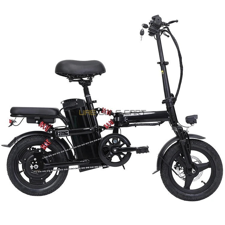 Foldable Electric Bike 2 Seater 48V 350W with Pedal Assist, 14-inch Wheels, Removable Battery, 40 km Range, 120 kg Load - Electric Bikes - Photo 4 | UAE Golf Cart