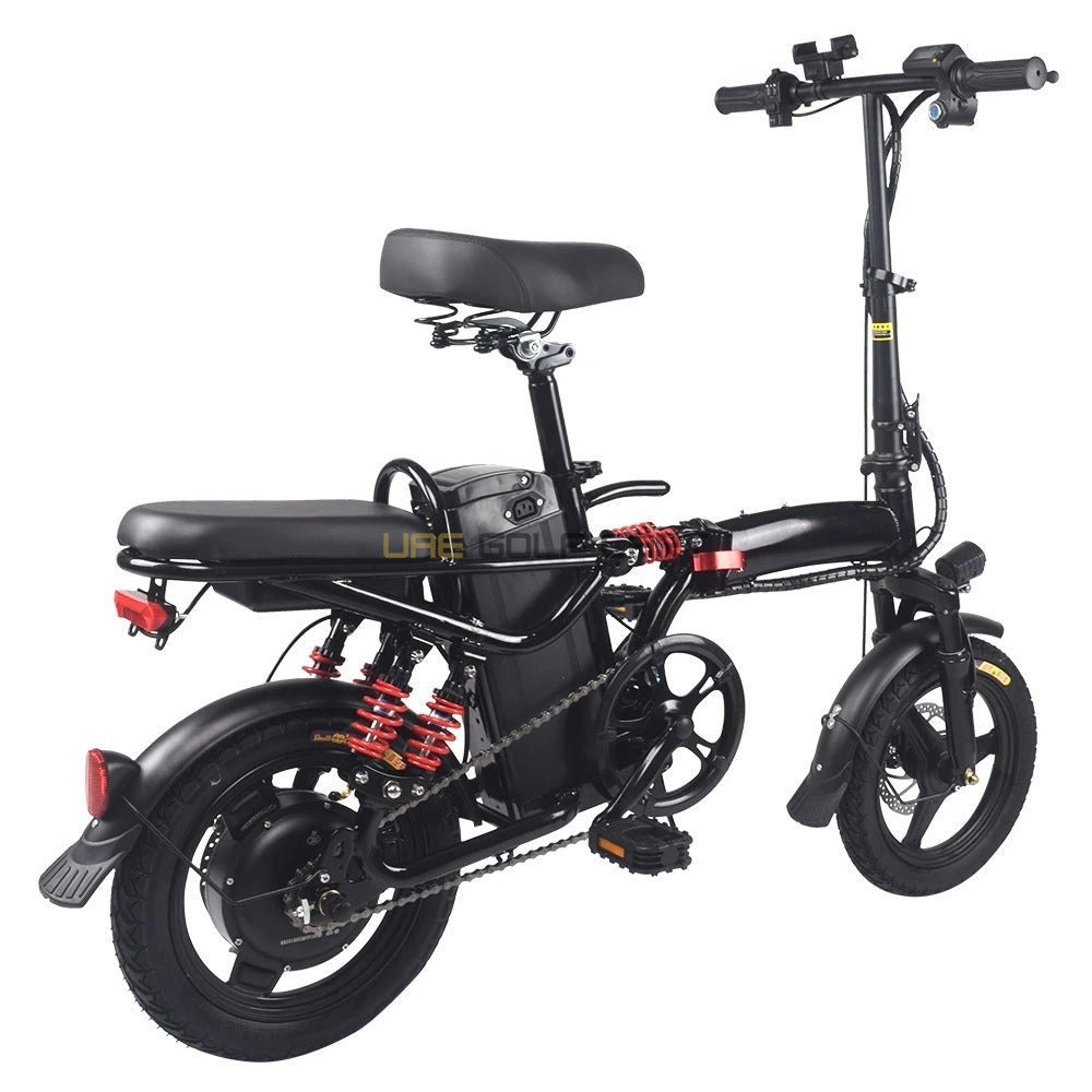 Buy Foldable Electric Bike 2 Seater 48V 350W with Pedal Assist, 14-inch Wheels, Removable Battery, 40 km Range, 120 kg Load - Electric Bikes at UAE Golf Cart