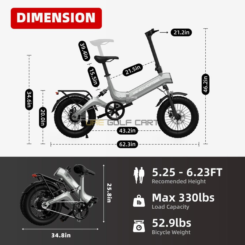 Foldable Electric Bike W1 350W Motor 36V 10Ah Battery 20 MPH Top Speed 16" Fat Tires Aluminum Frame 52.9 lbs - Electric Bikes - Photo 4 | UAE Golf Cart