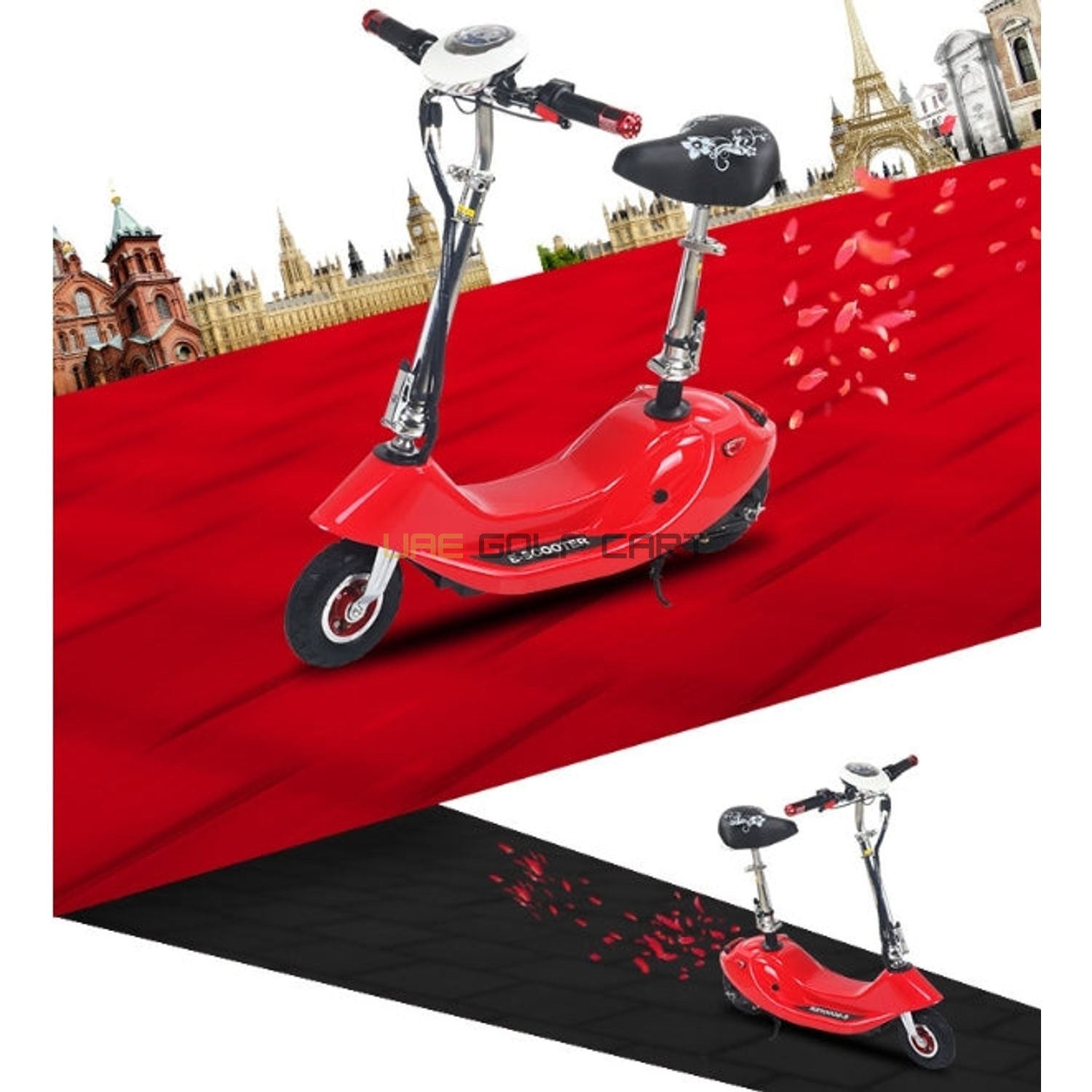 Buy Foldable Electric Scooter 24V 250W Seat Rubber Tyres Basket 75kg Load - Foldable Electric Scooters at UAE Golf Cart