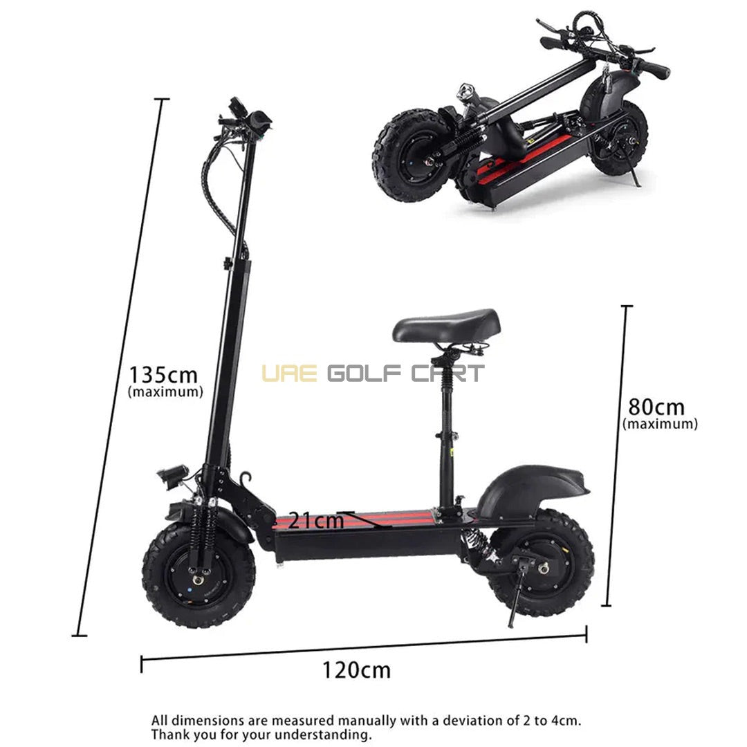 Off Road Dual Motor Electric Scooter 6000W 48V 15Ah 70km/h Max Speed 11" Tires Full Suspension - Foldable Electric Scooters - Photo 14 | UAE Golf Cart