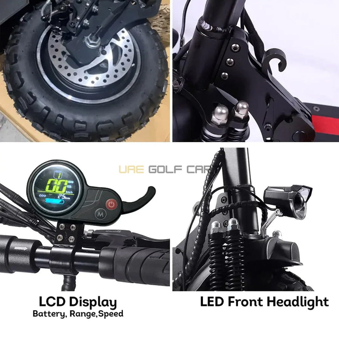 Off Road Dual Motor Electric Scooter 6000W 48V 15Ah 70km/h Max Speed 11" Tires Full Suspension - Foldable Electric Scooters - Photo 7 | UAE Golf Cart