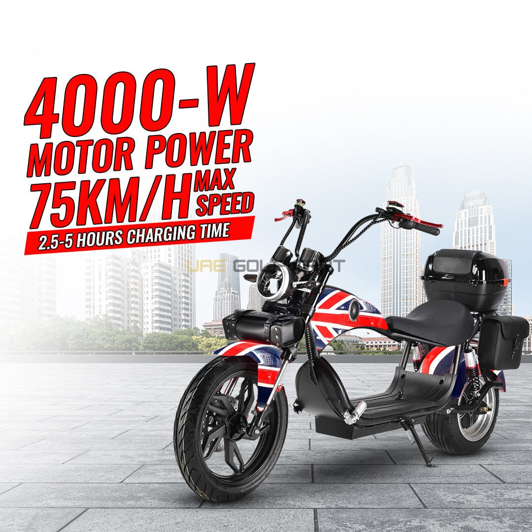 Turbo City Chopper Electric Scooter 4000W 60V 20Ah Foldable Fat Tire - Electric Motorbikes & Mopeds - Photo 12 | UAE Golf Cart