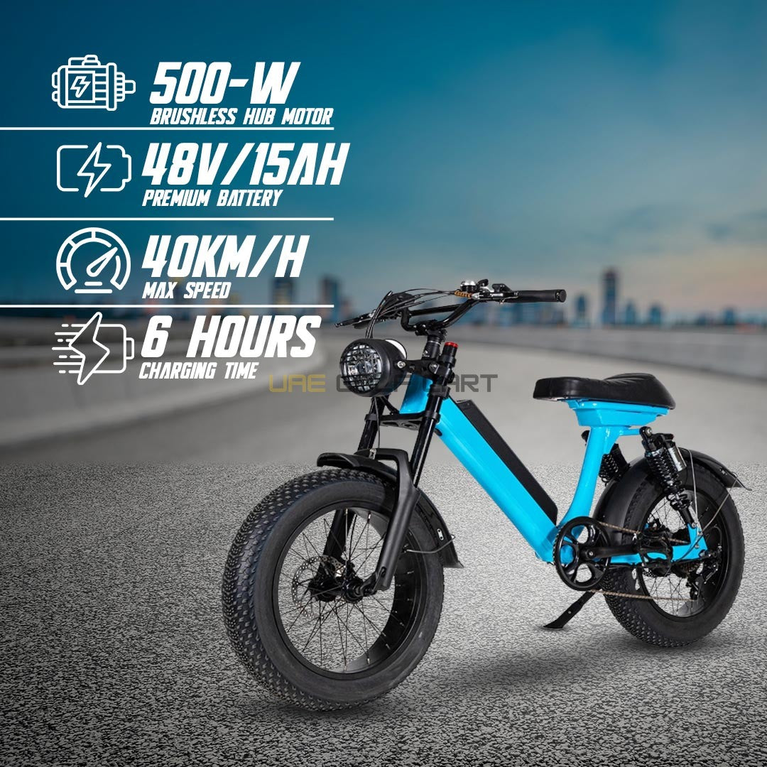 Turbo Fat Tyre Electric Bike 48V with Removable Battery for Off-Road Adventures - Electric Bikes - Photo 13 | UAE Golf Cart