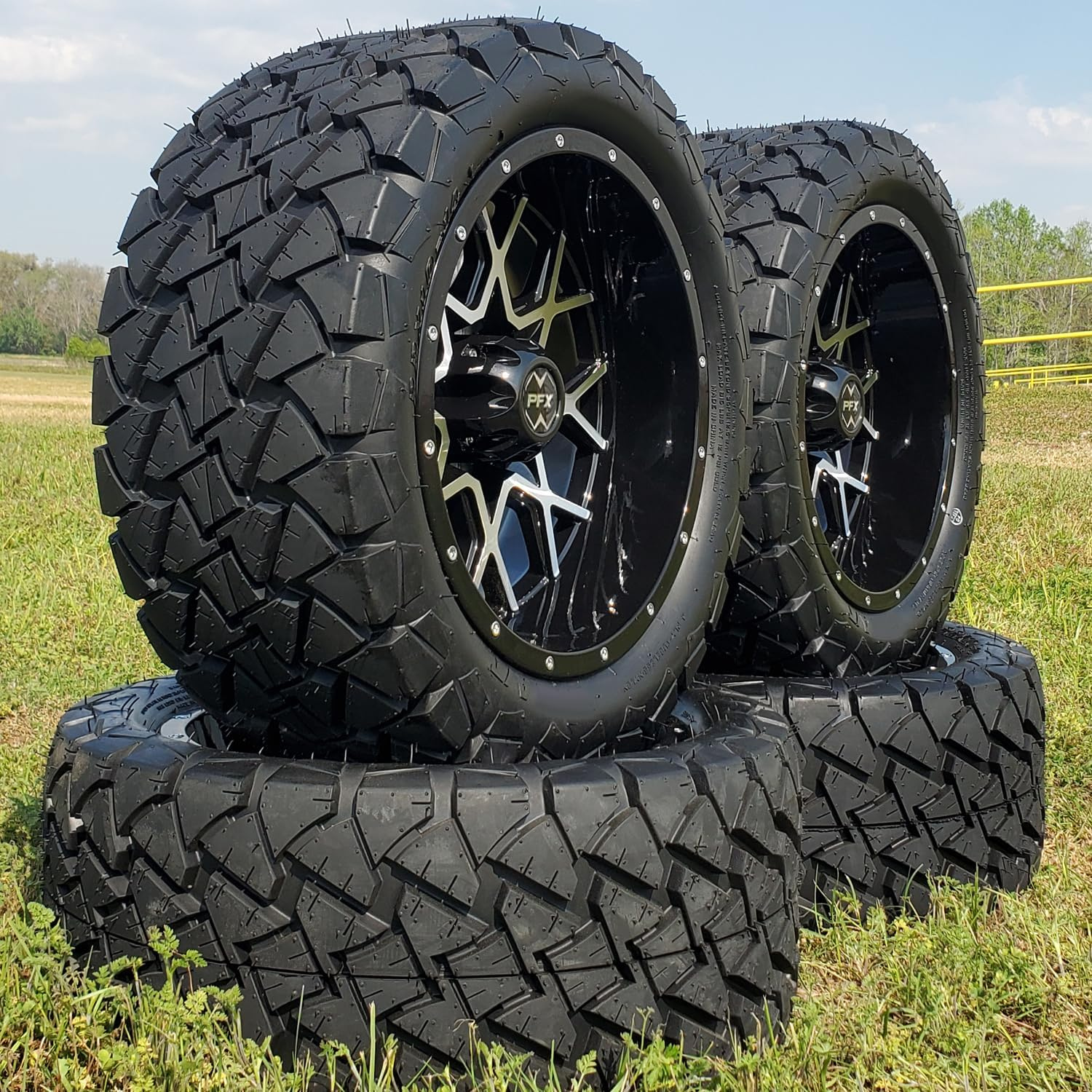 UAE Golf Cart - 14 Inch Golf Cart Wheels and Tires Combo 225/50 14 All Terrain (Lift Kit Required)