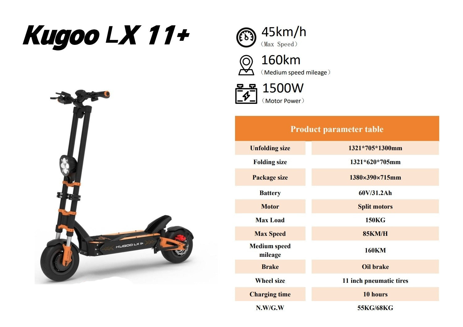 UAE Golf Cart 1500W Dual Motor 60V Foldable Electric Scooter with 11" Off-Road Tires, 160 km Range, 85 km/h Speed - View 5